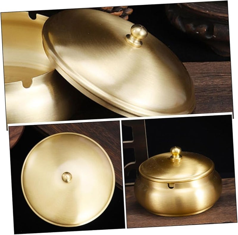 غطاء من النحاس لصينية الرماد الخالية من الدخان، غطاء مقاوم للرياح لعلبة التخزين المعدنية، ديكور للمنزل والشرفة - Image 2